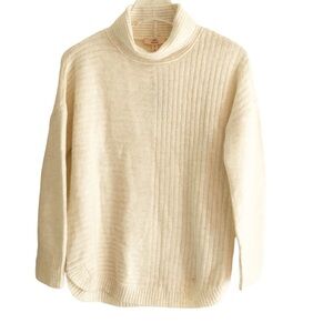 Como Vintage Turtleneck Sweater Ribbed Cream Small